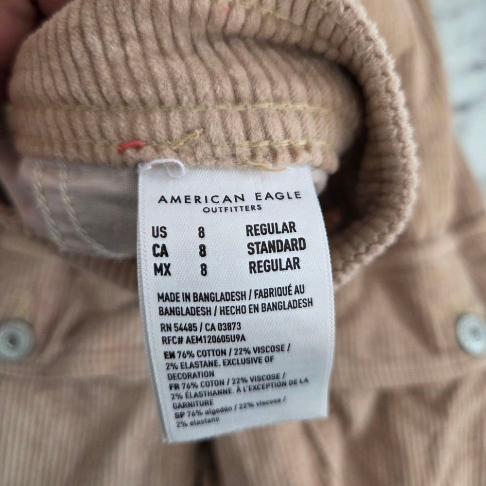 American Eagle Dreamy Drape Stretch Corduroy High-Waisted Baggy Wide-Leg Pants 8 - Picture 7 of 8